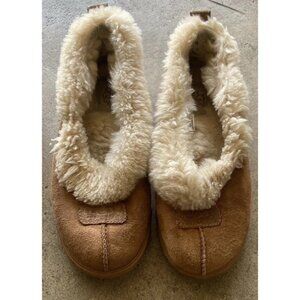 UGG Australia Women’s Size 7 Tan Rylan Slip On Slippers Leather Sheepskin 1871